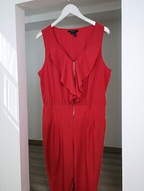 Toxik3 Bold Red Zip Front Jumpsuit Size 2X